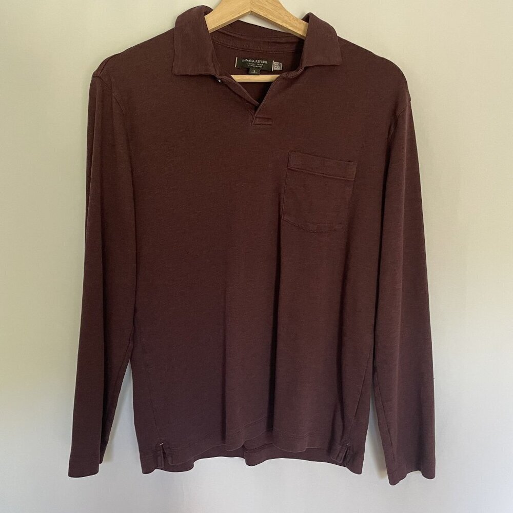 Banana Republic Sz S luxury touch cotton long sleeved collared purple shirt